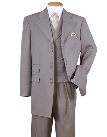 Mens 6 Button Double Breasted Vest Zoot Suit in Taupe