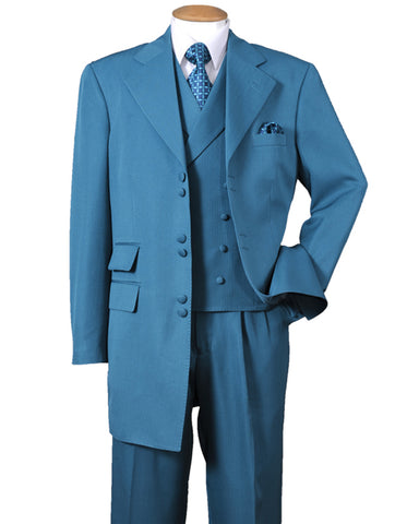 Mens 6 Button Double Breasted Vest Zoot Suit in Turquoise