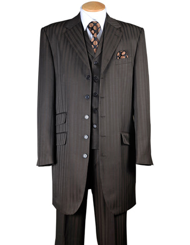 Mens Ton on Ton Stripe Fashion Zoot Suit in Brown