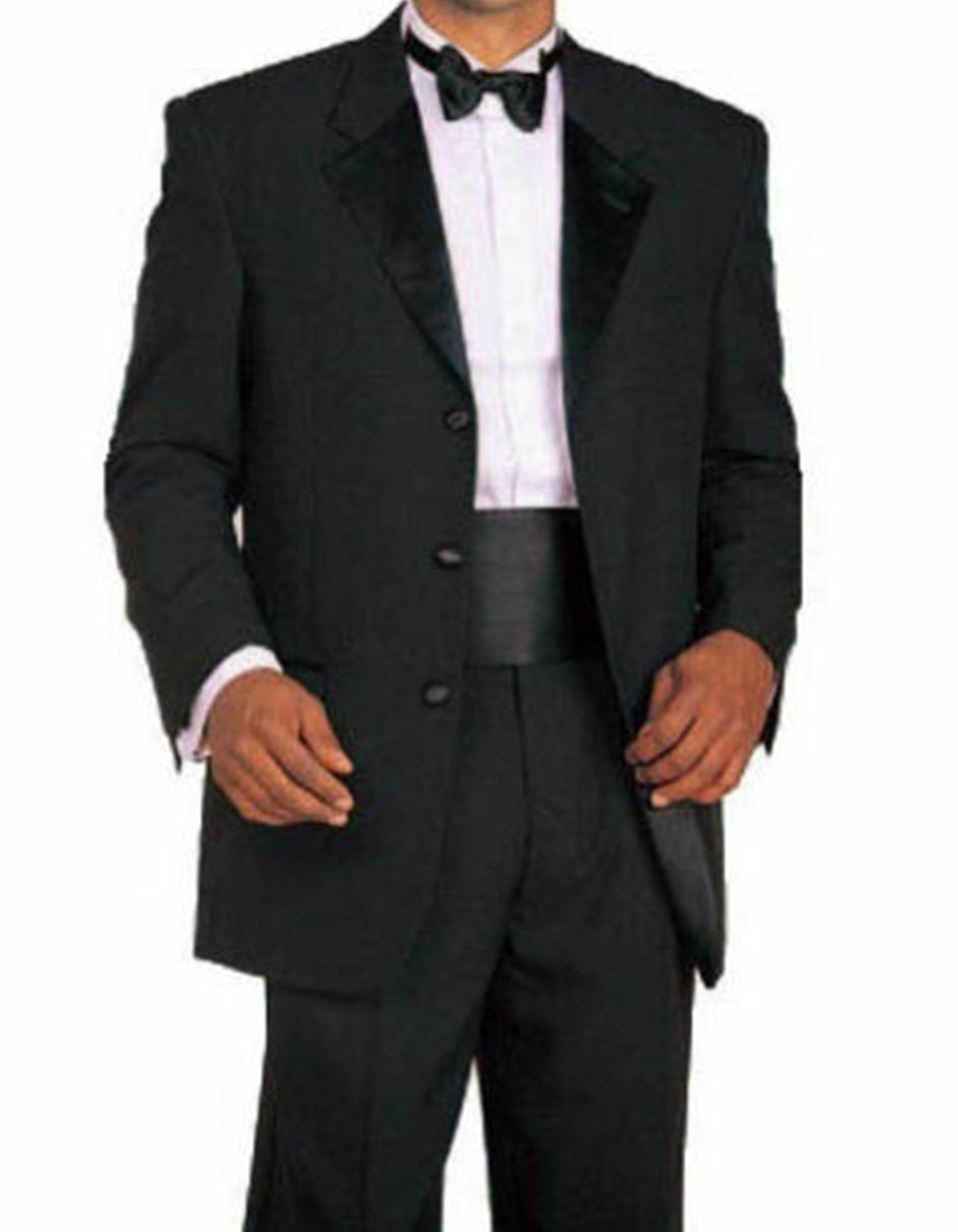 Mens Traditional 3 Button Polyester Tuxedo in Black