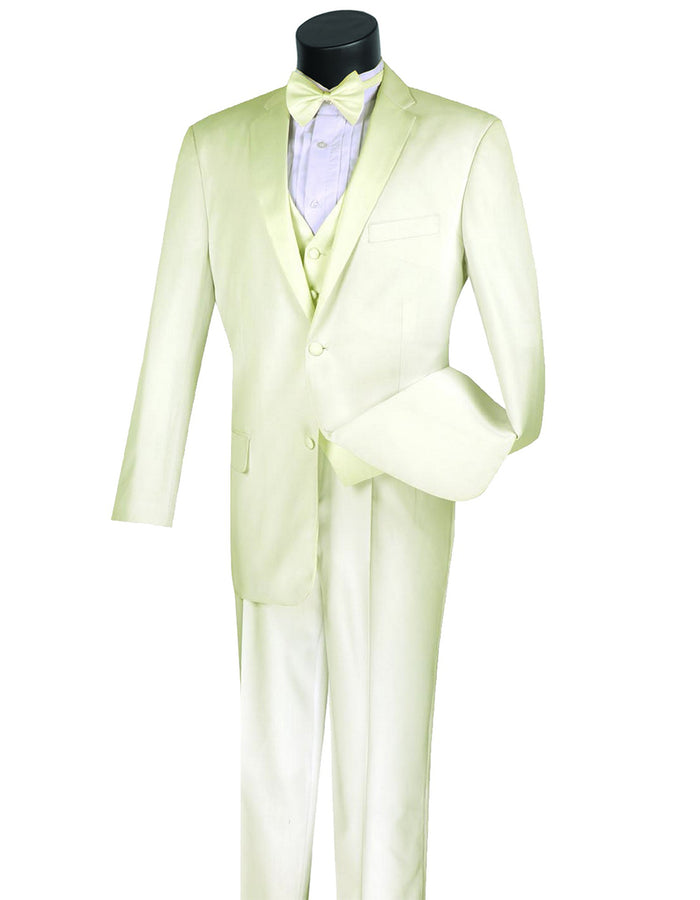 Mens 3pc Vested Ivory Off White Tuxedo - Men's Tuxedo USA