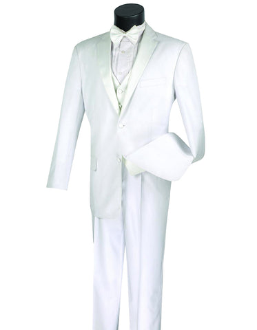 Mens 3pc Vested Tuxedo in White