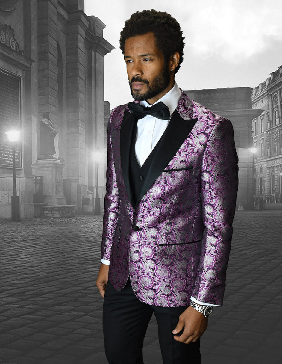 Purple & Black Paisley Suit