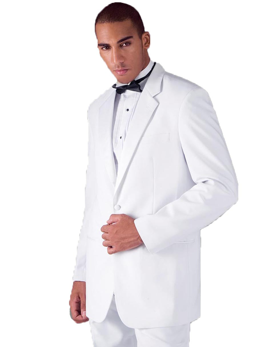 Mens Traditional 2 Button Polyester Tuxedo in White