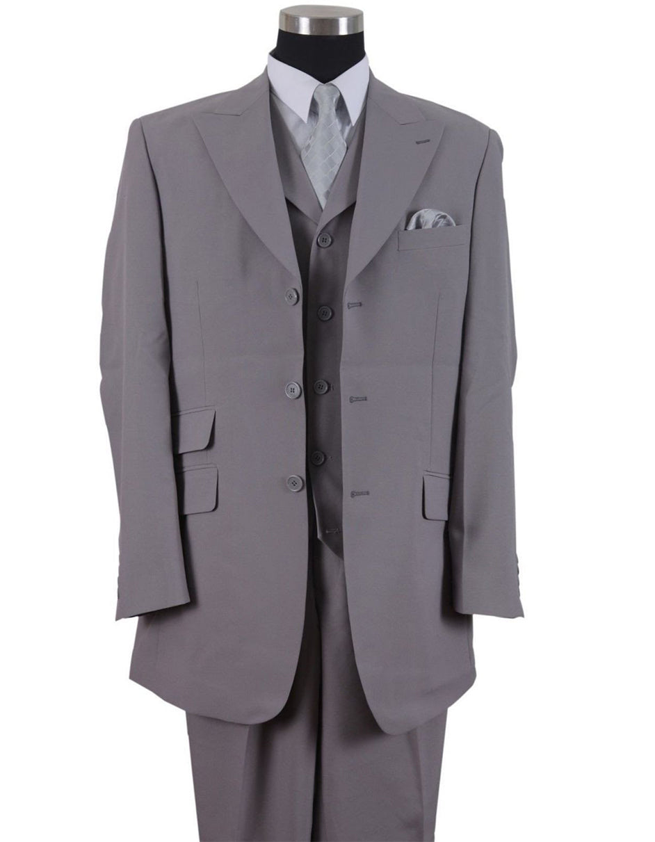 36 Mens Button Peak Lapel Fashion Suit in Grey - Main Image
