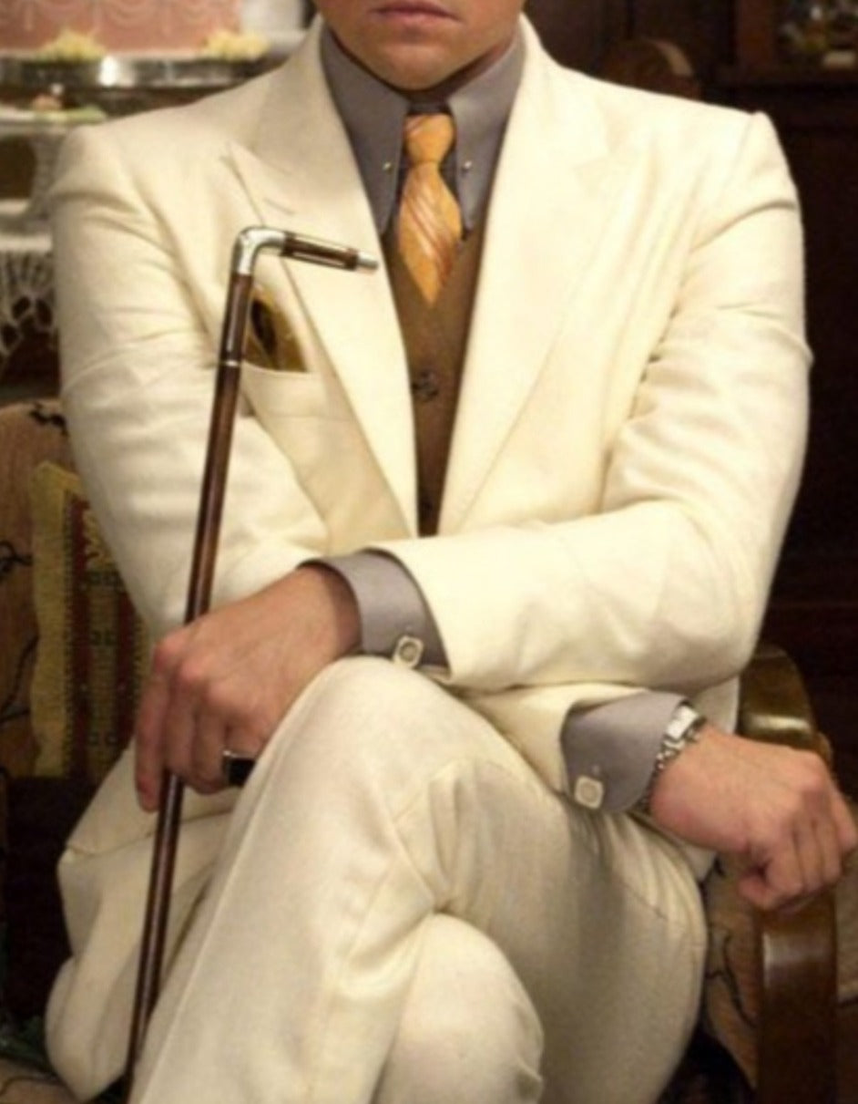 Mens Leonardo Dicaprio Great Gatsby Suit in Ivory