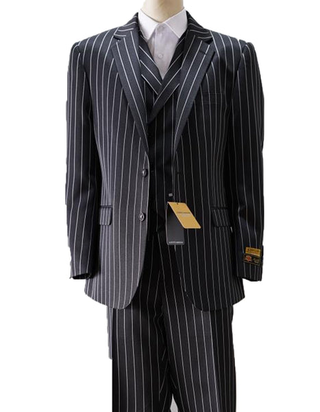 Black and Gold Stripes Suits - Vested Suits