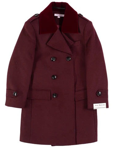 Little Boys and Toddlers Double Breasted Wool Peacoat in Burgundy