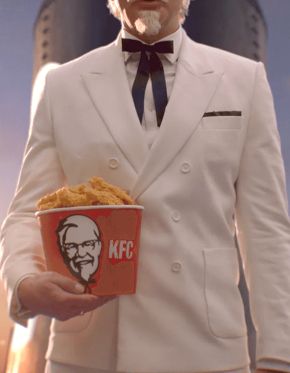 Mens Colonel Sanders KFC White Double Breasted Suit Costume