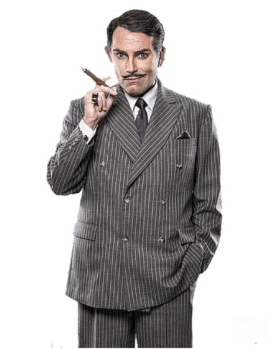 Mens Double Breasted Gomez Addams | Addams Family Costume in Charcoal Grey Pinstripe