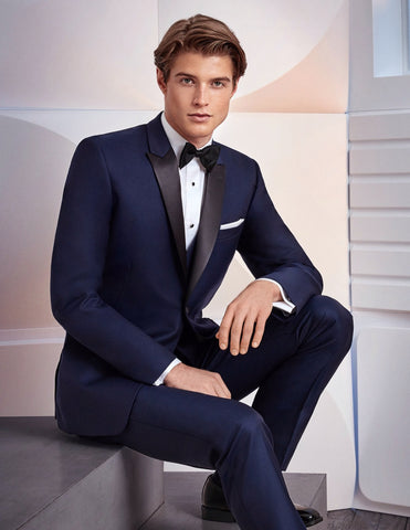 Tomasso Black - Navy Blue Tuxedo | Tailor's Stretch Blend Tuxedo Modern or Slim Fit, Wedding Tuxedo, Prom Tuxedo, Dark Blue Tuxedo, Tuxedo for Men