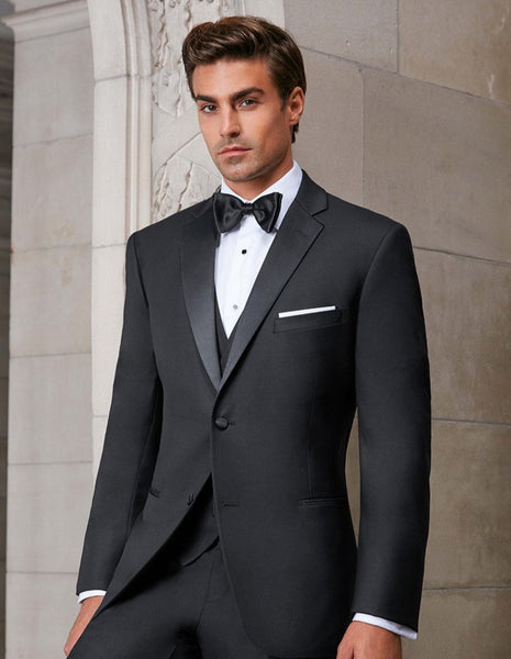 Mens Designer Parker Classic Wool Tuxedo in Black