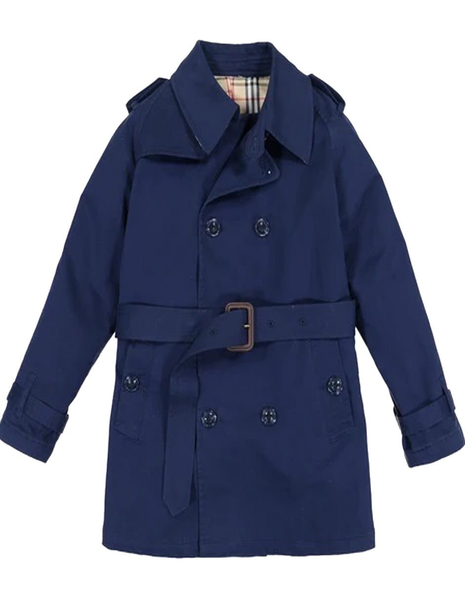 Little Boys and Toddlers Belted Double Breasted Trench Coat in Navy