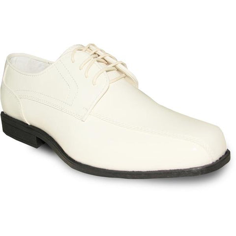 JEAN YVES Men Dress Shoe Oxford Formal Tuxedo for Prom & Wedding Shoe Ivory Patent - Wide Width Available