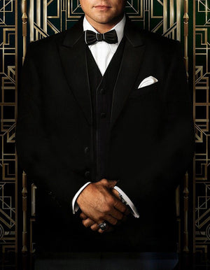 52 Mens Great Gatsby | Leonardo Dicaprio Vested Tuxedo in Black 52 Mens Great Gatsby | Leonardo Dicaprio Vested Tuxedo in Black