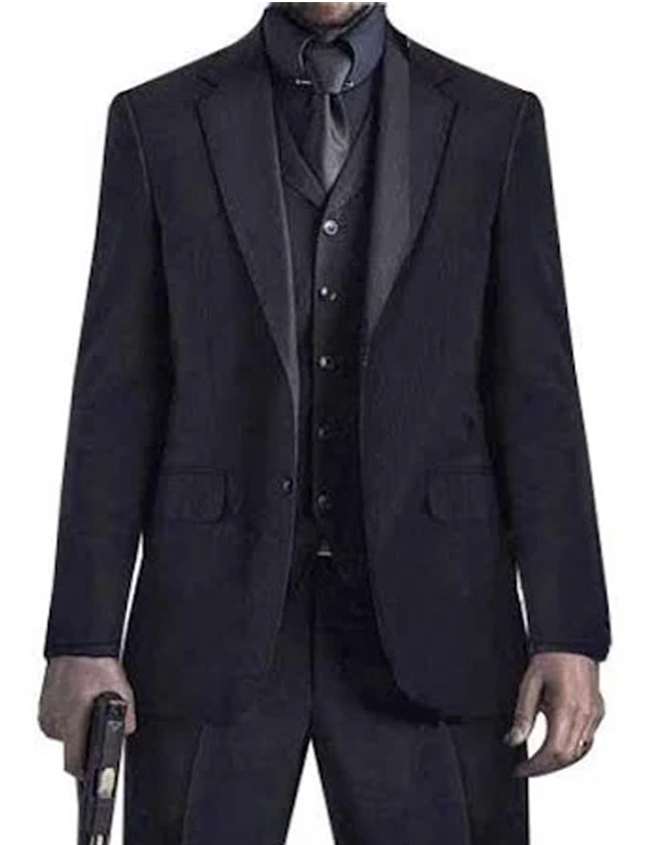 Mens John Wick Vested Black Suit Package + Shirt & Tie