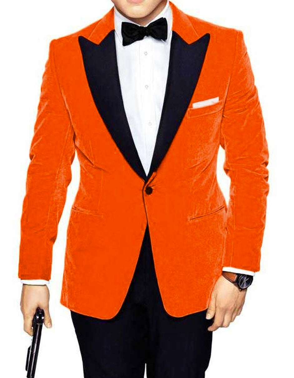 Mens Kingsman Orange Velvet Tuxedo Blazer
