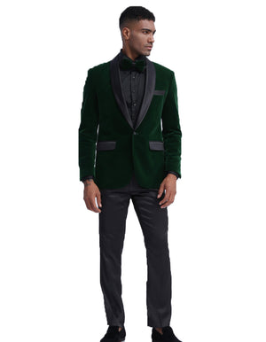 Mens Velvet Shawl Tuxedo Dinner Jacket in Hunter Green - Men's Tuxedo USA