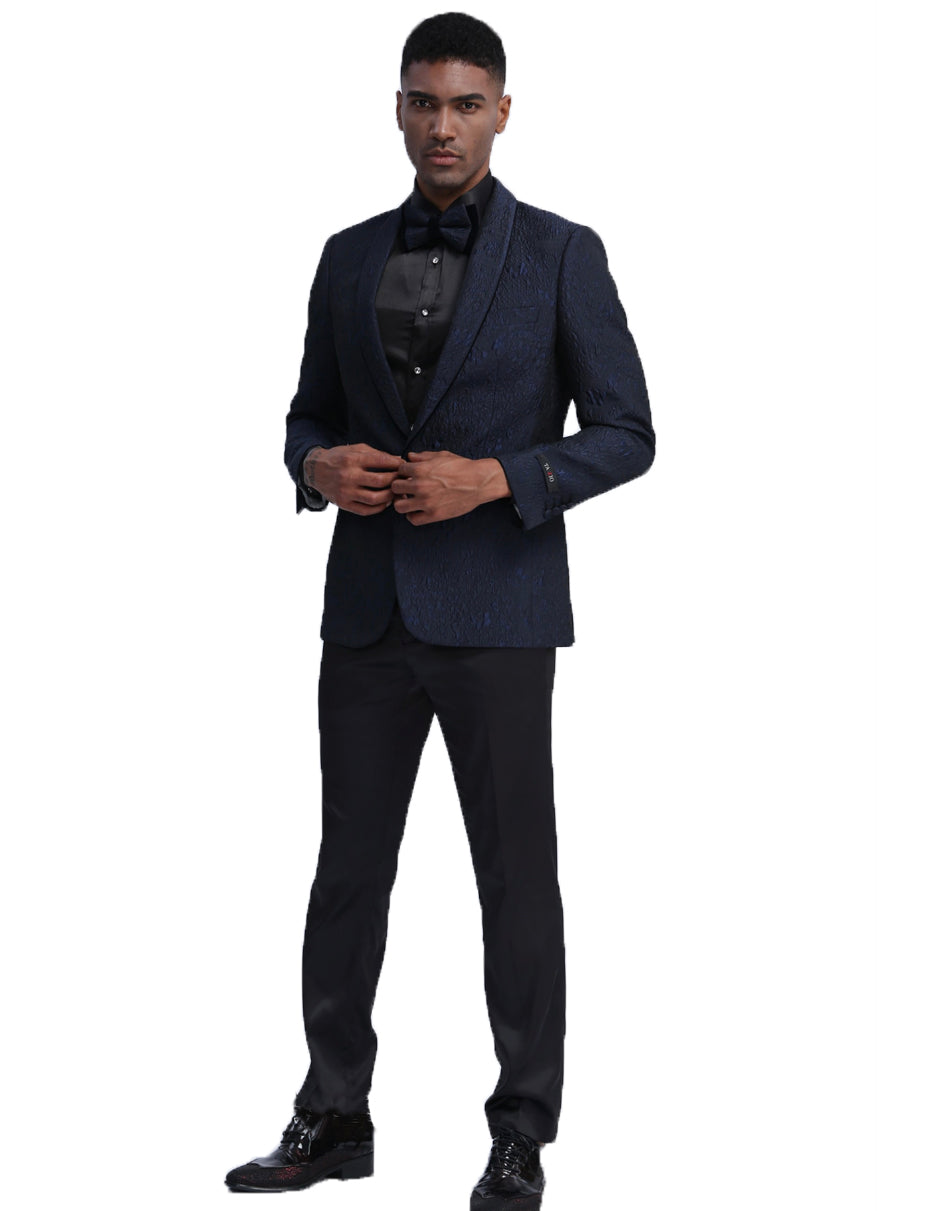 Mens Empire Navy Paisley Lace Blazer - Men's Tuxedo USA