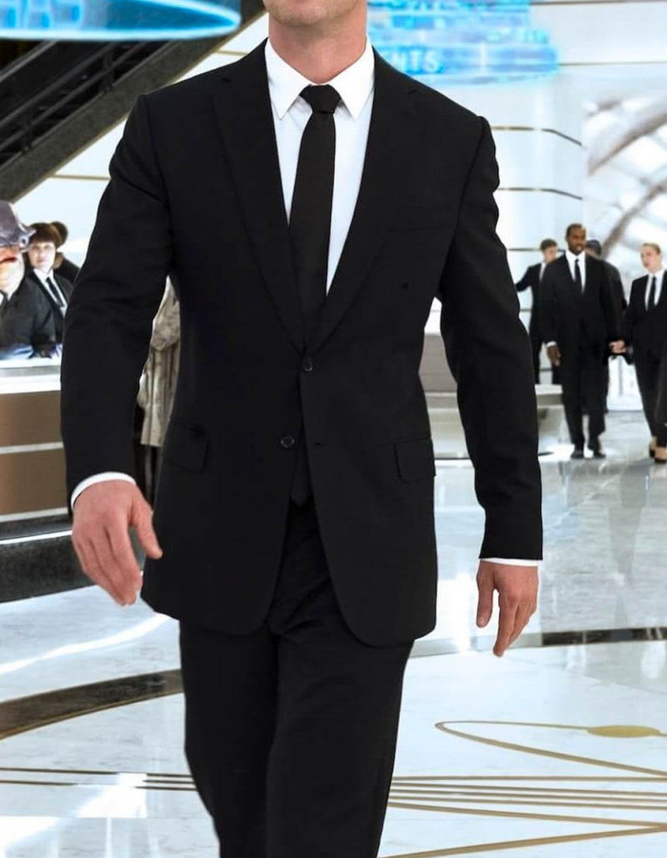 And Tie Black Tuxedo Suit With Black Shirt 34 Mens In Black Suit