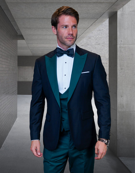 Statement Men's Hunter with Trim Lapel Vested 100% Wool Tuxedo main image 1