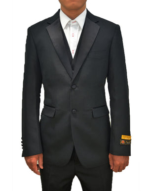 Mens 2 Button Notch Lapel Vested Tuxedo in Black - Men's Tuxedo USA