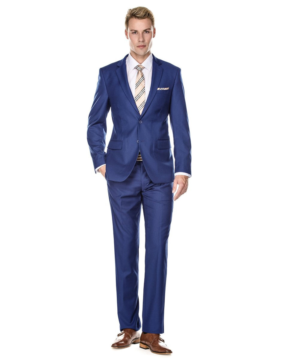 Mens 2 Button Modern Fit Suit Indigo Blue