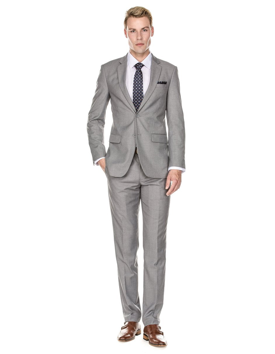 Mens 2 Button Modern Fit Suit Light Grey
