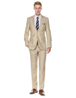 Mens 2 Button Modern Fit Suit Tan - Men's Tuxedo USA