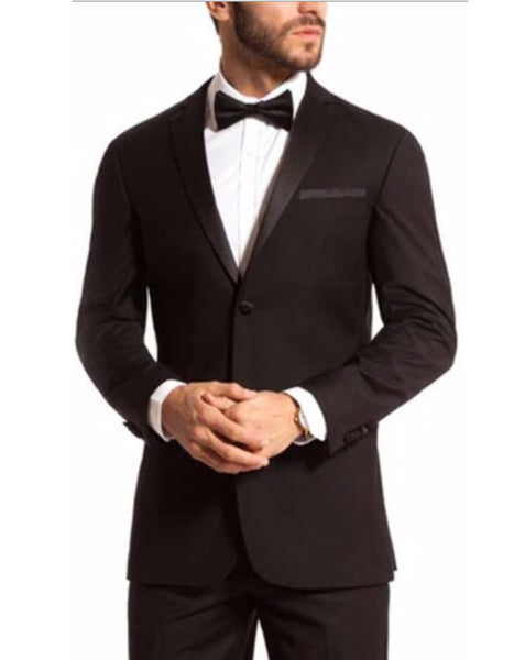 Mens 2 Button Slim Fit Notch Tuxedo in Black - Mens Slim Fitted Tuxedo