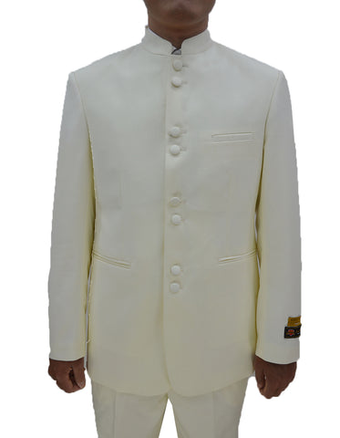 Mens 8 Button Mandarin Collar Tuxedo in Ivory