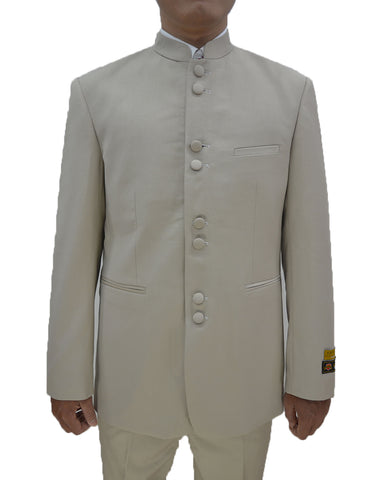 Mens 8 Button Mandarin Collar Tuxedo in Tan