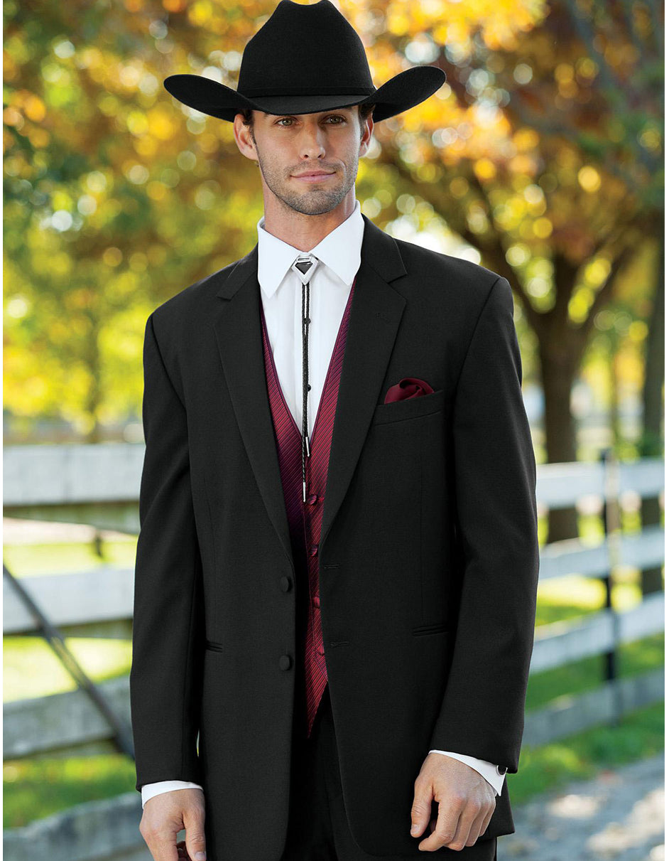 Mens 2 Button Western Cowboy Tuxedo in Black, 42S