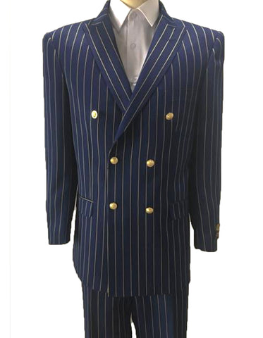 Mens 2 Button Classic Fit Pleated Pant Suit with Double Breasted Vest