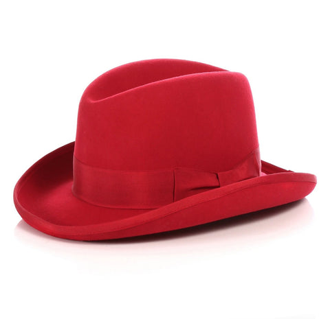 Mens Gangster Godfather Hat in Red