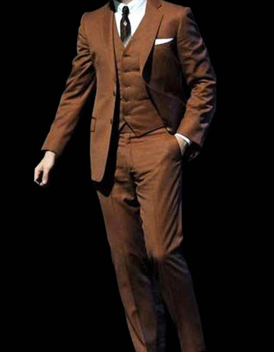 Mens Ryan Gosling La La Land Cognac Vested Suit