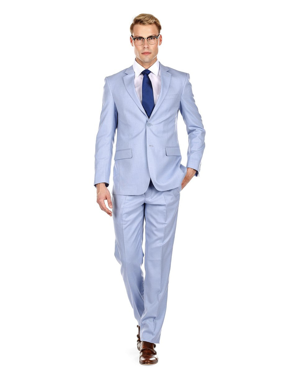 Fashion Linen Summer Blue Beach Wedding Suit Notched Lapel | Ballbellas