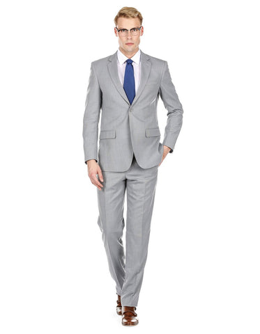 Slim Fit Mens Solid Charcoal Grey Suit - ÃZARMAN