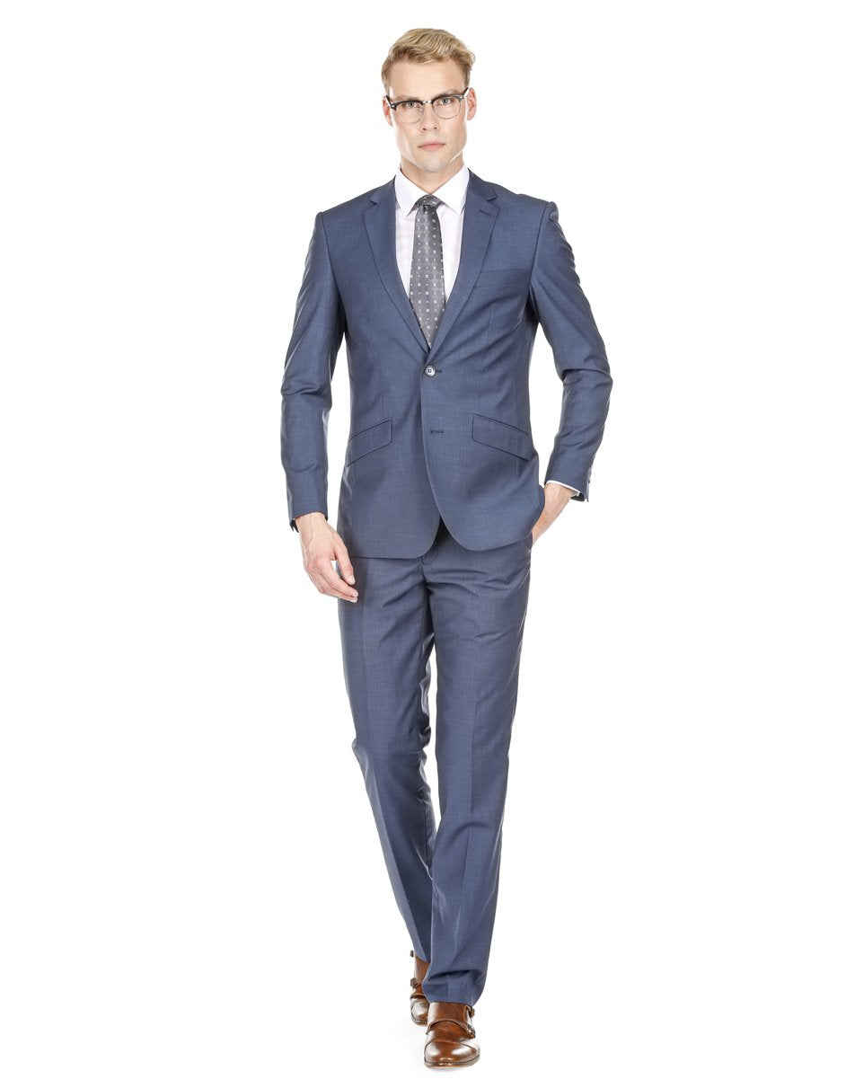 Mens Modern Fit Textured Suit Indigo Blue