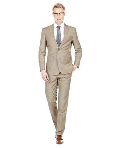 Mens Modern Fit Textured Suit Light Taupe