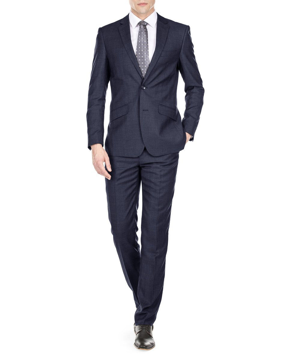 Mens Modern Fit Textured Funeral Suit Navy Blue