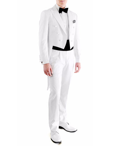Mens Modern Wedding Tail Tuxedo in White