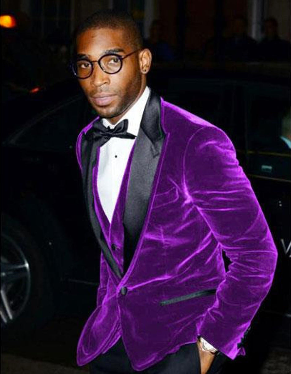 Mens Designer Velvet Tuxedo in Purple