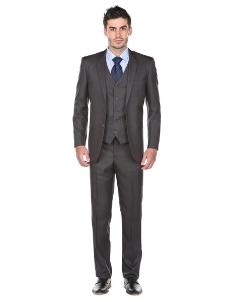 Pleated Suit - Mens Suits With Pleated Pant - Regular Fit Charcoal Gre