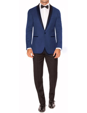 Mens Slim Fit 1 Button Shawl Dinner Jacket in Royal Blue