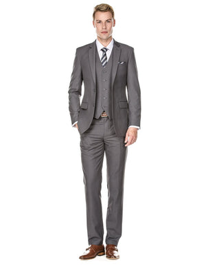 Mens Savvy Slim Vested Suit Grey - Men's Tuxedo USA