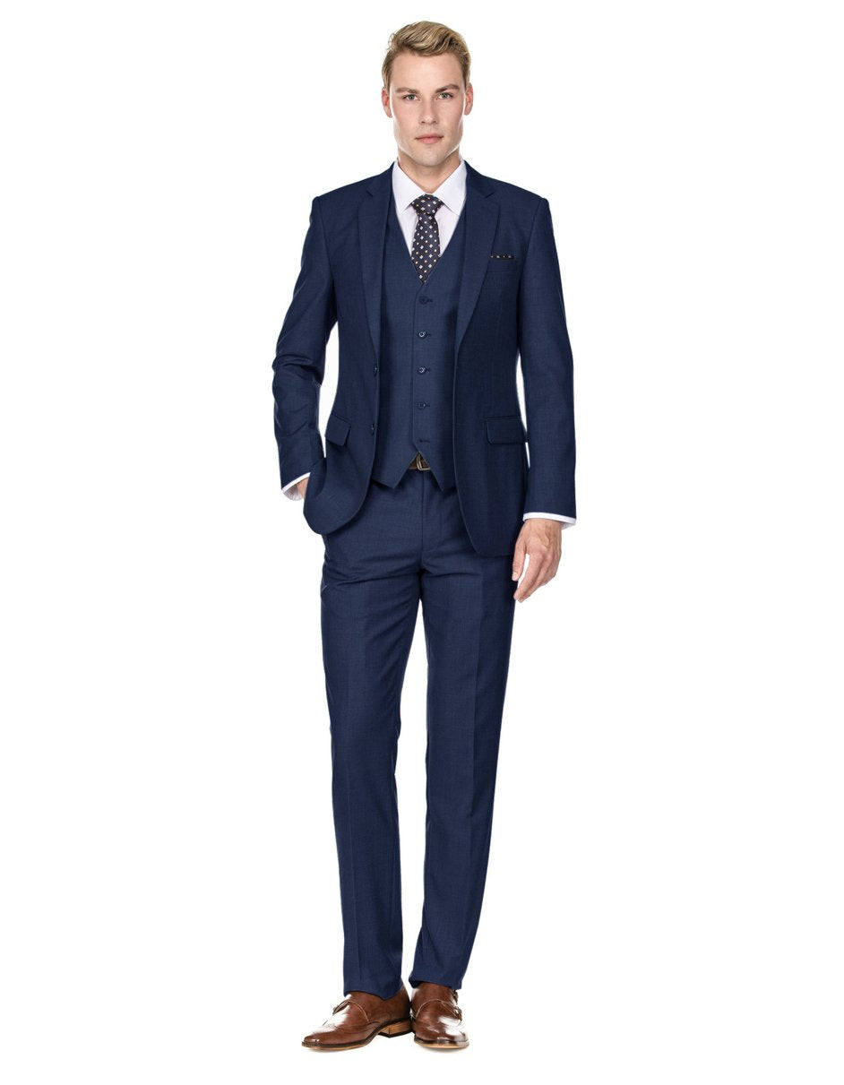 pude arbejder shuffle Mens Savvy Slim Vested Suit Navy Blue