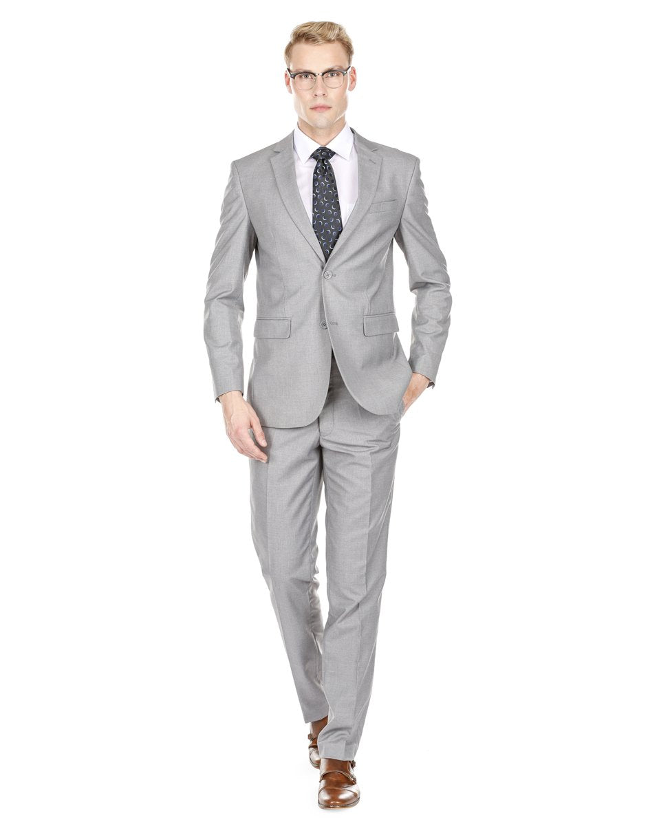 34 Mens Skinny Slim Suit Light Grey