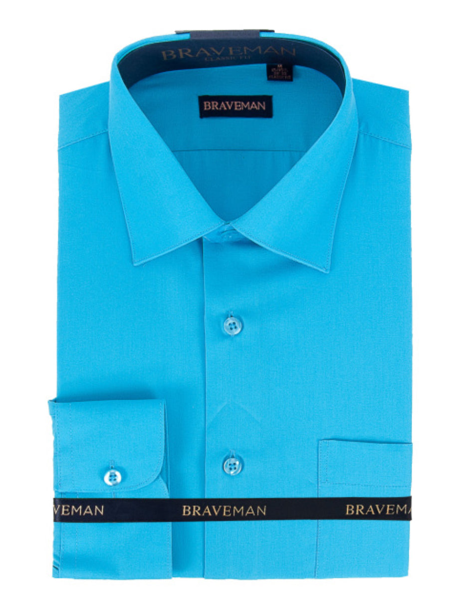 19.5 Mens Slim Fit Dress Shirt in Aqua Blue