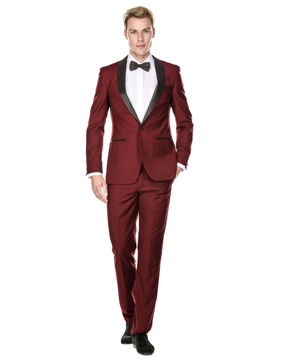Elegance Embodied: Burgundy and White Wedding Tuxedo Suit | HolloMen